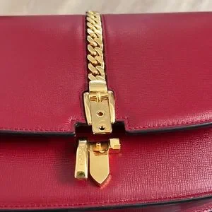 Bags | Gucci Womens Red Sylvie 1969 Python Mini Shoulder Bag